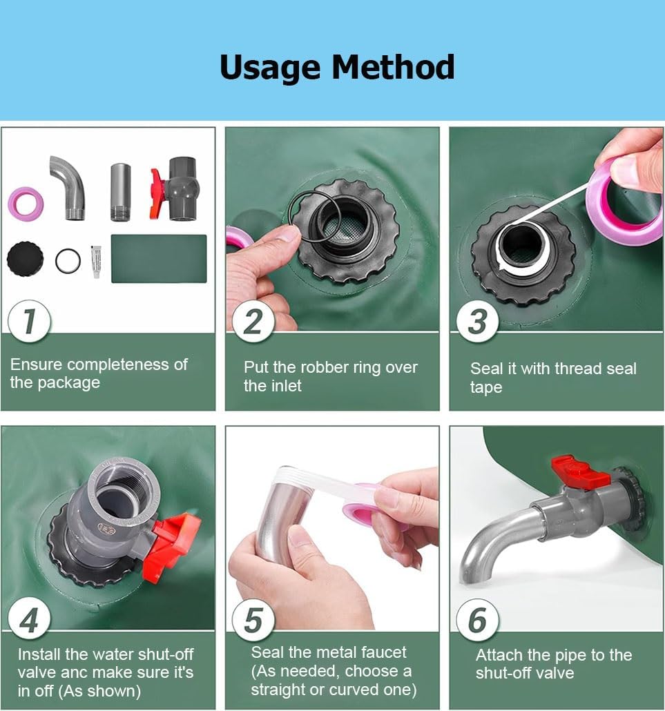 29-1320 Gal Water Bladder Storage Containers, Foldable Portable Water Tank Large Capacity Soft Water Bag for Drought Resistance(Green,1.5x0.9x0.4m/540L/142.7gal)
