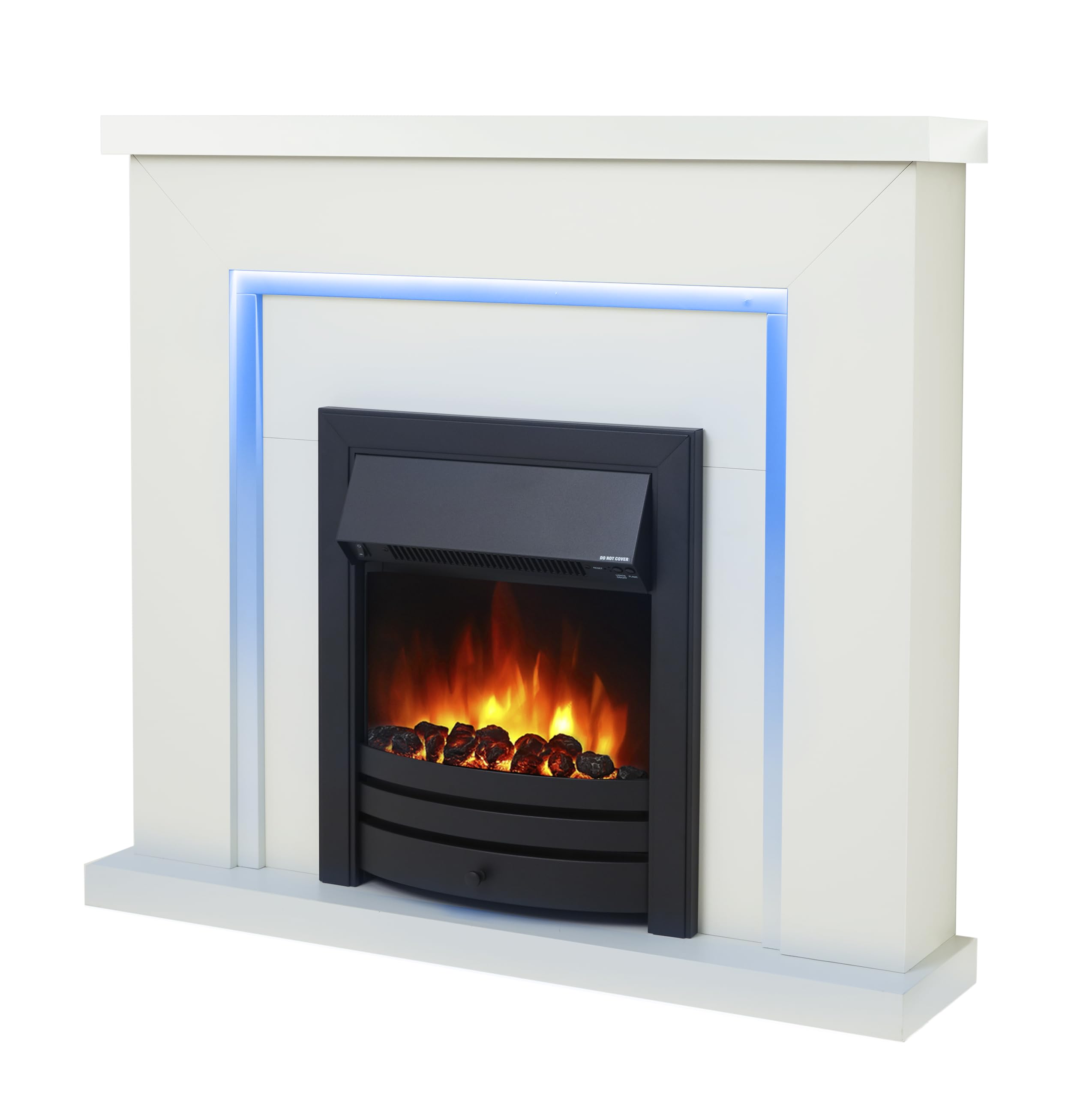 Endeavour Fires & Fireplaces Bempton Electric Fireplace SuiteWhite TopWhite HearthBlack Fire. from B&Q