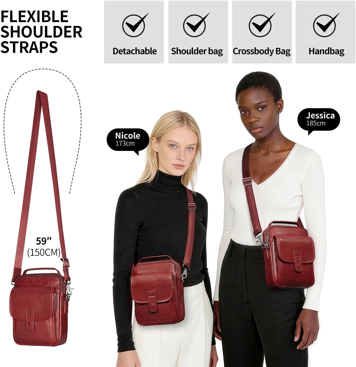 Augus Leather Small Messenger Bag For Men Crossbody Handbag Shoulder Sling Travel Bags for Men Purse Daypack Magnetic Buckle