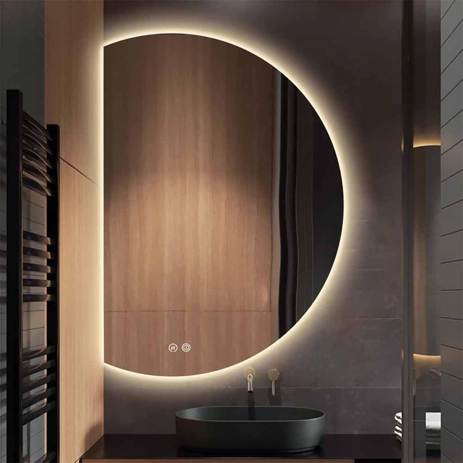 Amazon.co.jp: Decmiroor 玄関半円姿見130cm不規則壁掛けミラーライト