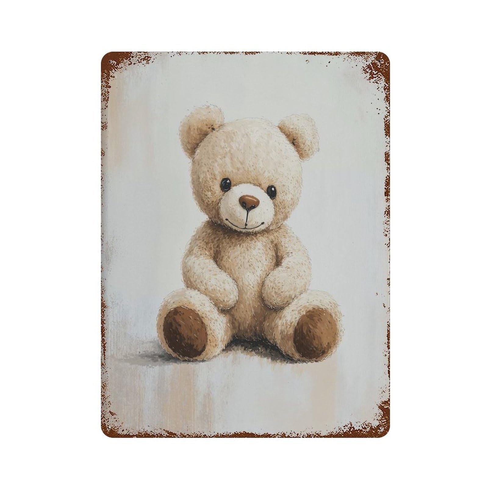 Smiling Teddy Bear Nursery 15.7"x11.8" Decorative Tin Sign, Retro Wall Decor for Bistro, Counter And Cafe Decor