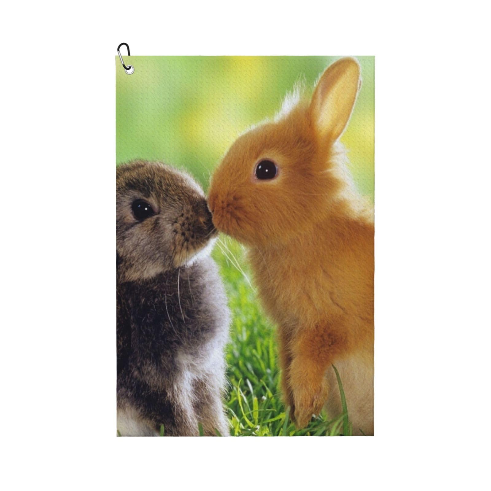 Hnnkloy Rabbit Love Printed, 16x24 in Portable Waffle Golf Towels with Carabiner Clip for Golf Bag