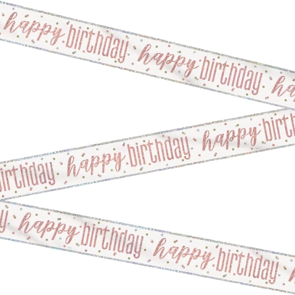 Rose Gold Happy Birthday Glitz Foil Banner - Perfect for Chic & Memorable Parties - 1 Pc
