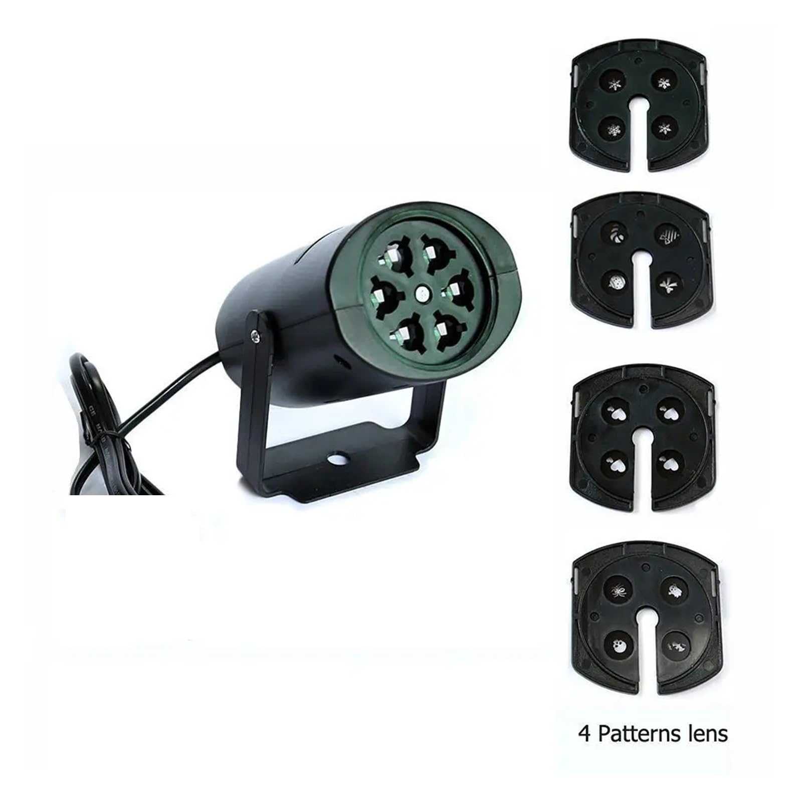 proiettore di luce, Illuminazione for DJ for feste di Natale a forma cuore, ragno neve, fiocco, pipistrello, con 4 lenti a motivi
