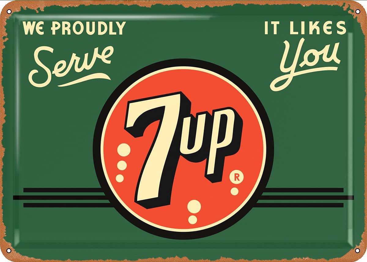 Old 7up Sign 6 – Cartel de metal retro para el hogar, cocina, bar, cafetería, 12 x 8 pulgadas