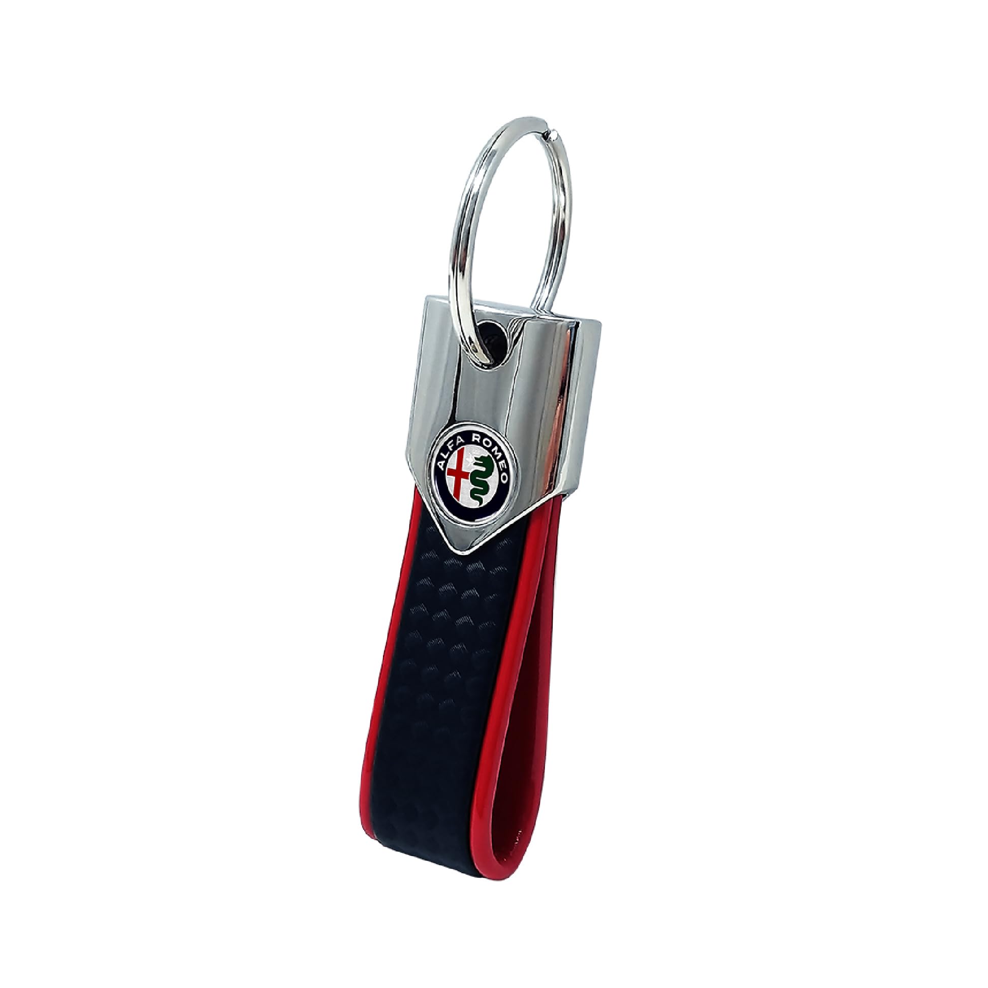 4R Quattroerre.it Alfisti Elite Keyring, Carbon Silver Holographic with Alfa Logo, Carbon Red, One size