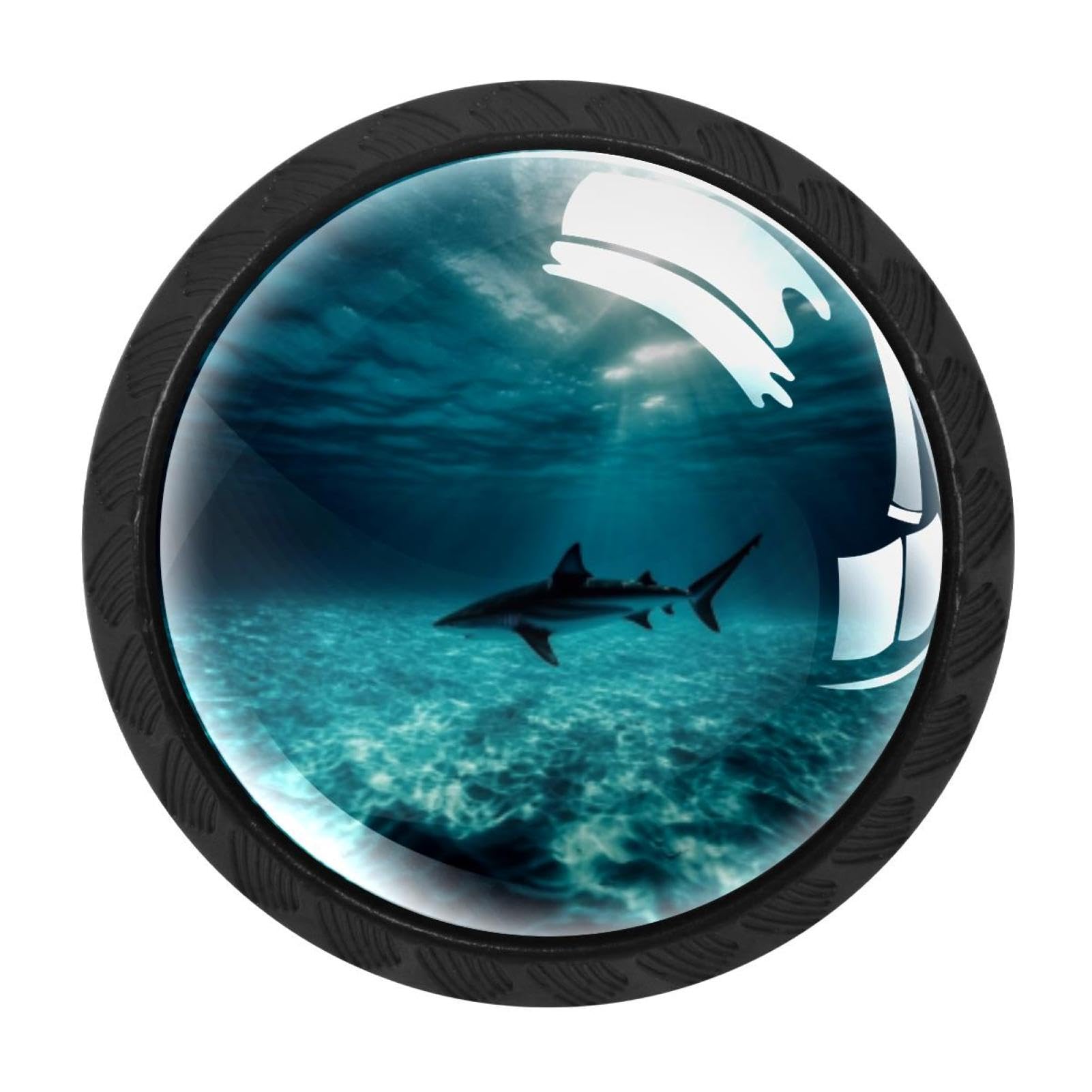 CHENZZZZ 4Pcs Shark Drawer Knobs Black Cabinet Knobs Cupboard Handles Hardware Round Door Pull Handle for Cabinet Wardrobe Drawer Bedroom Bathroom Furniture