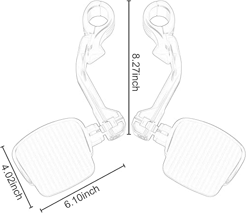Miniatura 7 de Kit de montaje y mini estribo largo en ángulo para Harley Touring Street Glide Road King Dyna Softail con protector de motor de 1.25 pulgadas (negro)
