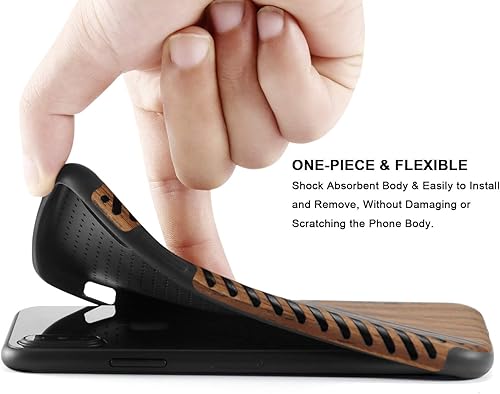 Miniatura 6 de TENDLIN Funda compatible con iPhone XsiPhone X con grano de madera exterior de silicona TPU suave híbrida delgada compatible con iPhone X y iPhone