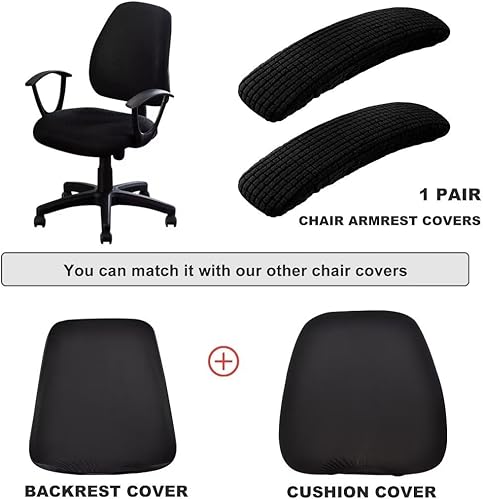 Miniatura 7 de SARAFLORA Funda para silla de oficina, elástica, resistente a las manchas, de elastano, para silla de computadora, para sillas de escritorio, brazo,