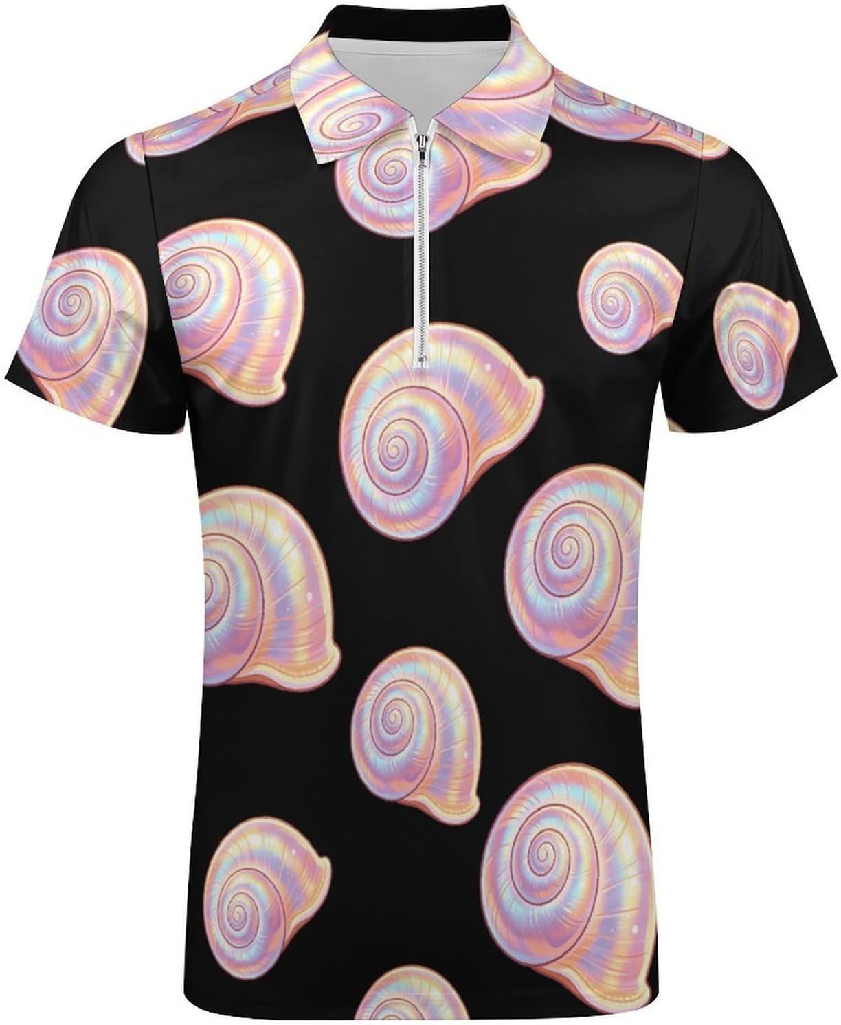 Pearl Iridescent Shell Polo Shirts for Men Short Sleeve Athletic Golf Tees Tops