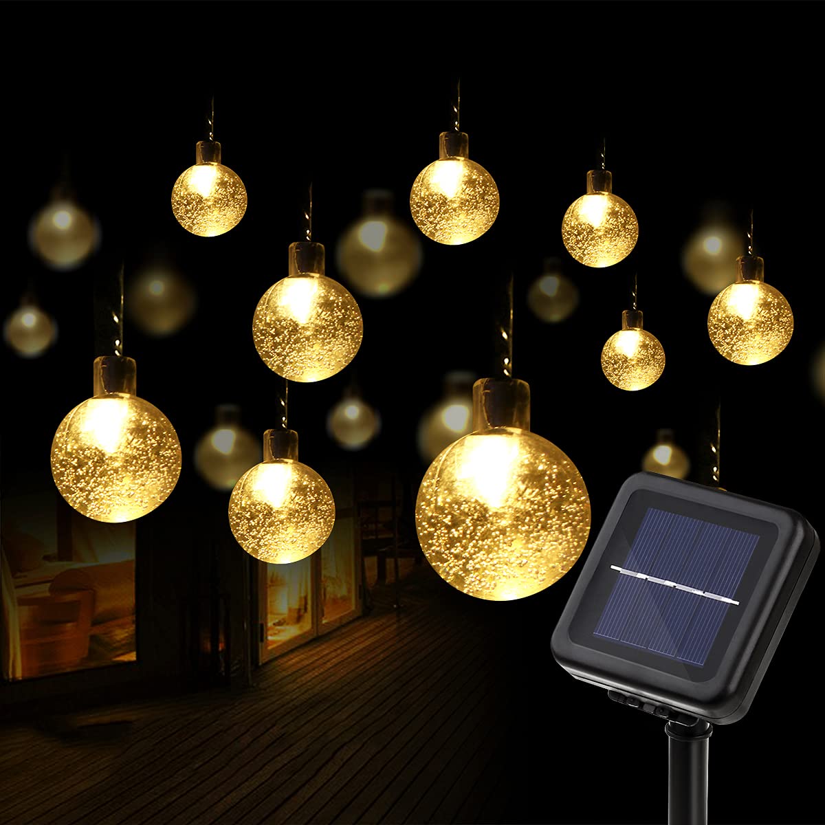 YUNLIGHTS Solar String Lights Indoor Outdoor, 19.7ft 40 LED Solar String Lights, Waterproof Crystal Ball Fairy Lights for Wedding, Patio, Lawn, Party, Home, Christmas Halloween Decorations