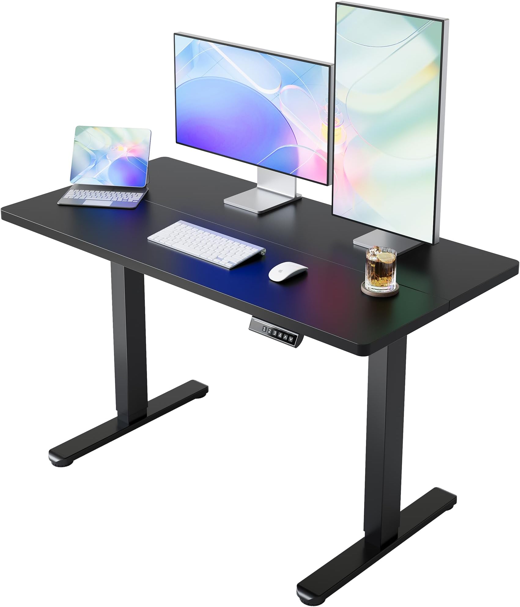 HUANUO Electric Standing Desk,48" x 24" Height Adjustable Desk, 4 Memory Height Settings, Sit to Stand Up Desk for Home Office, with Headphone Hook, Cable Manager, Black