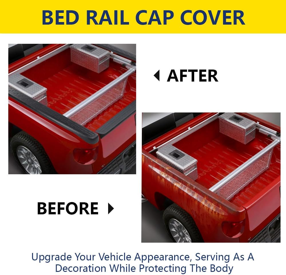 LQI 2PCS Truck Bed Rail Cap, Compatible with Chevy Silverado 1999-2007, Fit GMC Sierra 1999-2007, 6.5Ft, Molding Rail Cover, Left & Right