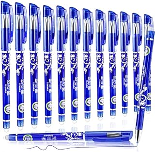 Erasable Gel Ink Rollerball Pens, 12Pcs Blue 0.5mm Fine Tip Ballpoint Pen Set for Adult Kids Smooth Writing Bullet Journal Note Taking School Office Supplies