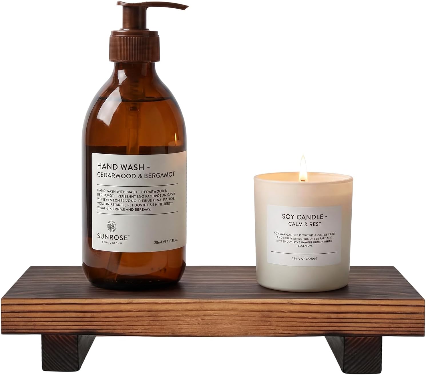 Black Bathroom Vanity Counter Tray Decor Farmhouse Wood Risers Kitchen Soap Sink Tray for Countertop Decorative Hand Soap Dispenser Holder Wooden Pedestal Stand Modern Bathroom Organizer Accessories