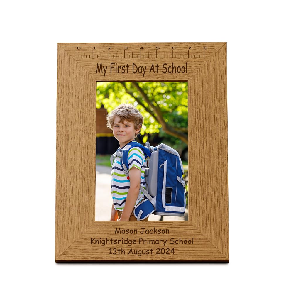 Personalised Engraved My First Day Of School Wooden Photo Frame Keepsake (5 x 7 Inch)