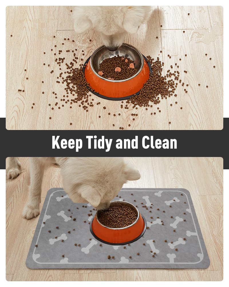Tapete de alimentación para mascotas, tapete absorbente para comida y cuenco de agua, sin manchas, fácil de limpiar, dispensador de agua de secado rápido, suministros para cachorros, accesorios para