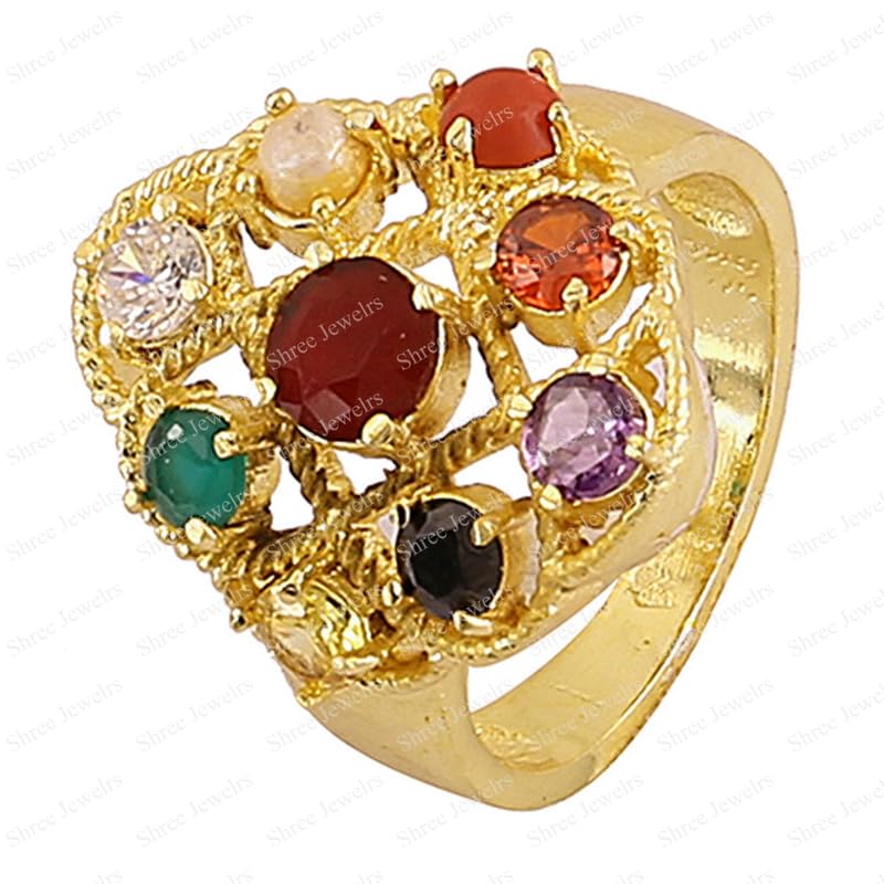 Bague Navaratna contre le stress astral blocages énergétiques mixte