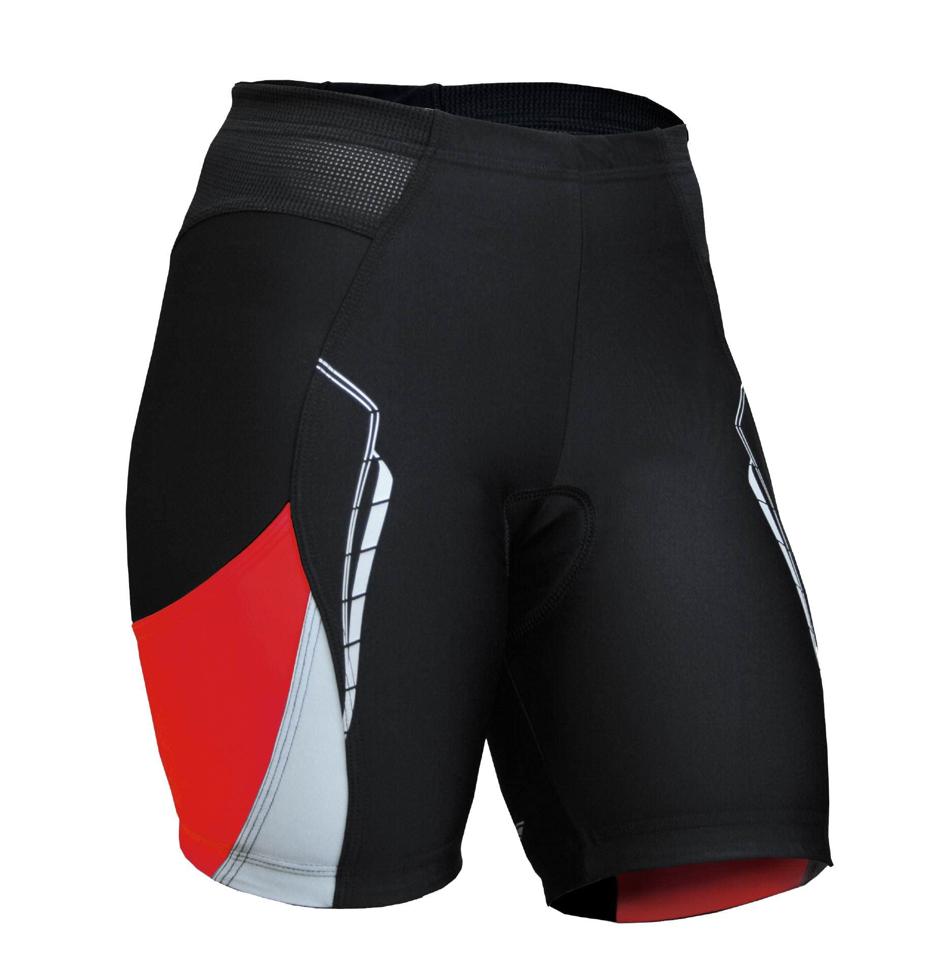 ANA, pantaloncini da ciclismo da donna con imbottitura in gel, Donna, nero, rosso, bianco., M