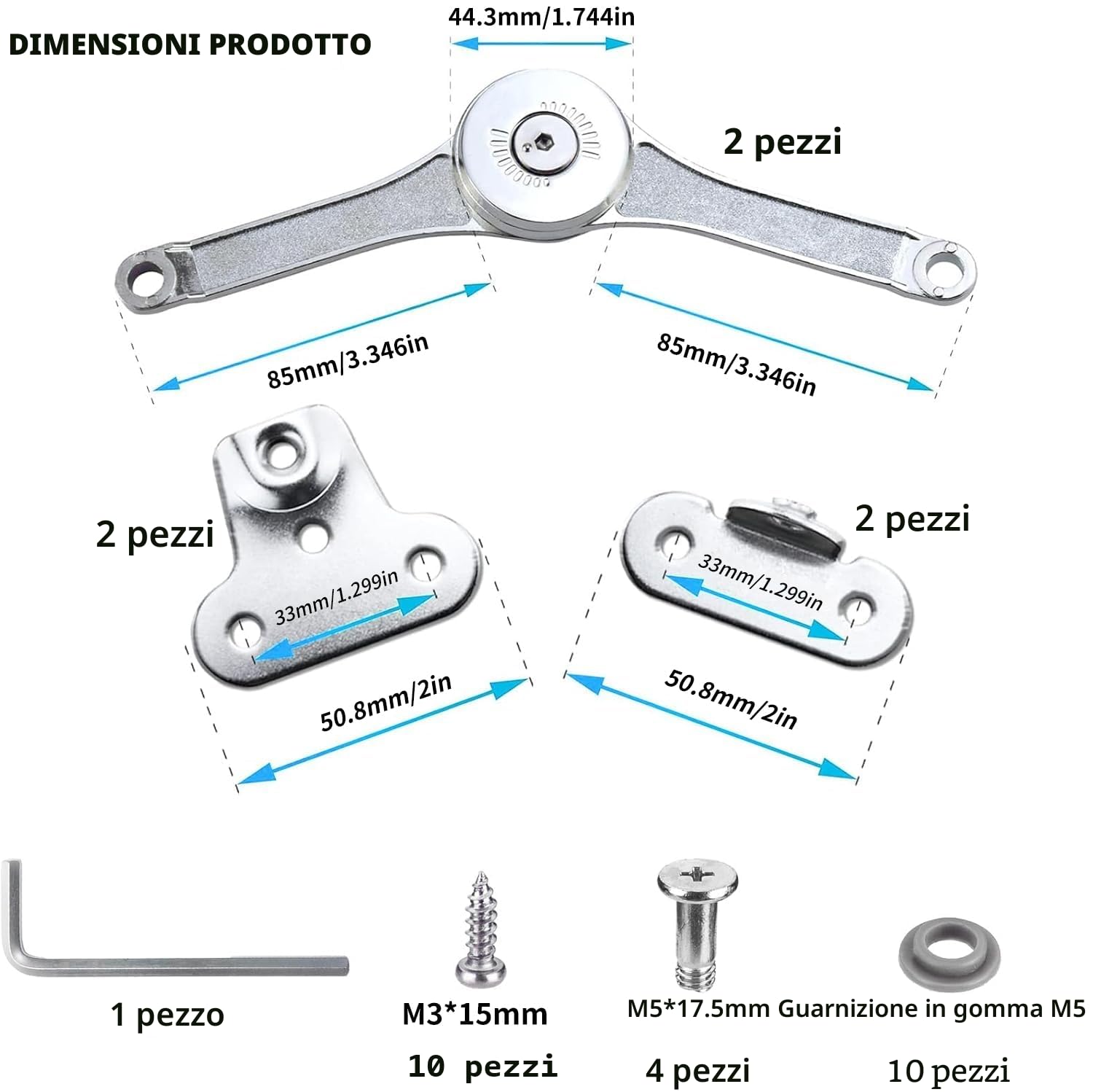 2 Pz Supporto Cerniera per Ante a Ribalta, Cerniere Pieghevoli per Porte Coperchio, Cerniere a Ribalta a 75/90/110 Gradi, Supporto Cerniera Coperchio Ammortizzatore per Porte Mobili