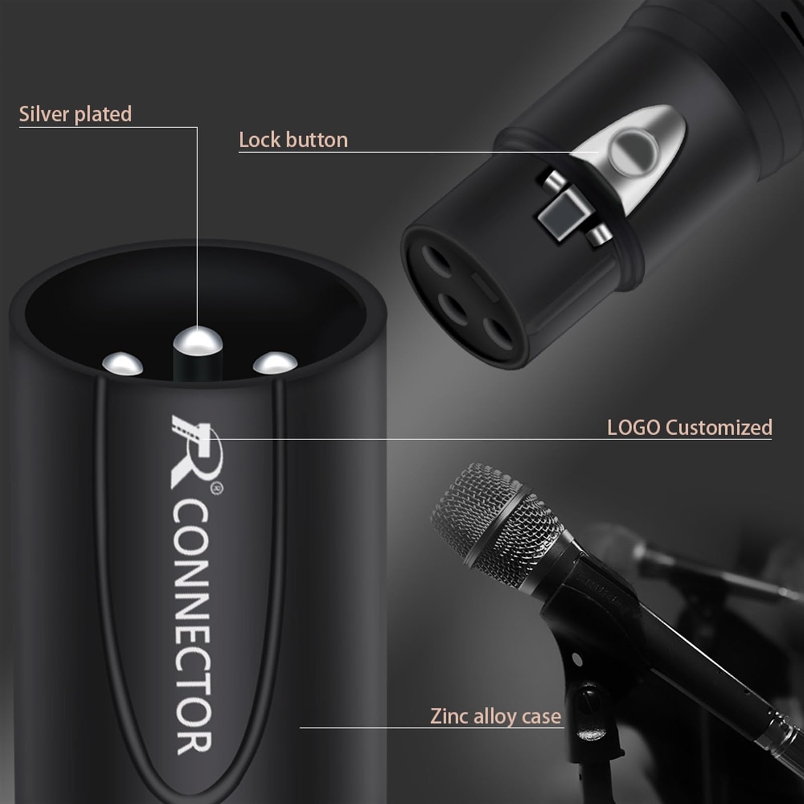 10 Sets 3-polige XLR-Buchse + Stecker, professionelle 3-polige XLR-Buchse, Mikrofonstecker (10 x M, 10 x F-Mix-B)