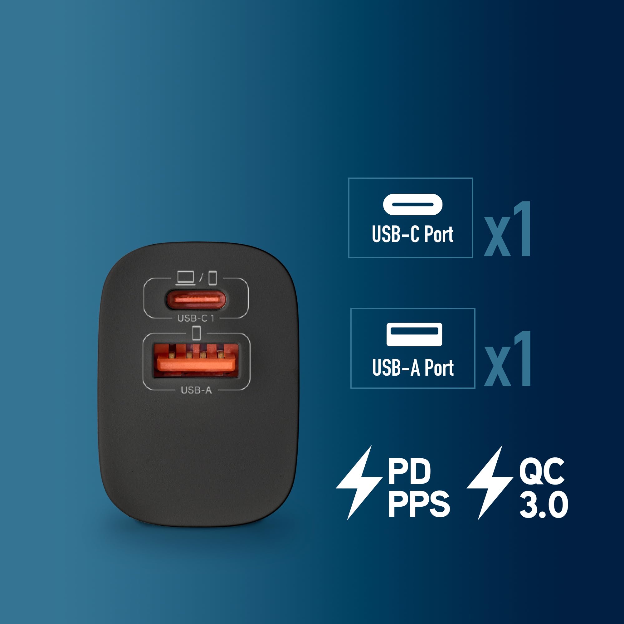 NGS Bud 45W – Cargador GAN Pared 45 W, 2X USB-C PD y PPS + 1x USB-A QC 3.0, 3 Puertos, Carga Rapida Simultanea, Compacto, Smartphones, Tablets y Portatiles
