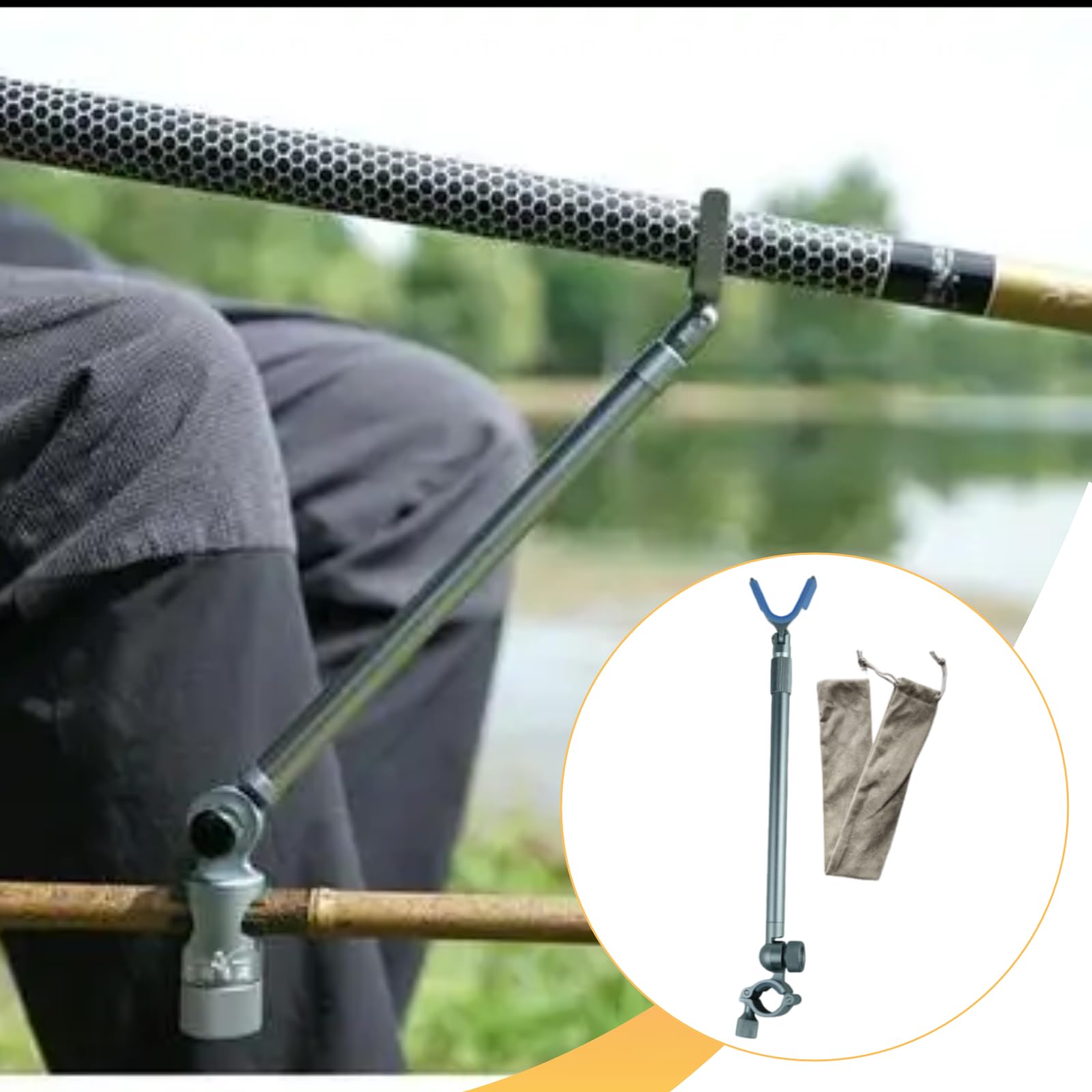 Soporte para Cañas de Pescar Ligero de Aleación de Aluminio, Ajustable, Telescópico, Estable, con Protección de Silicona, Portátil, Fácil de Instalar,