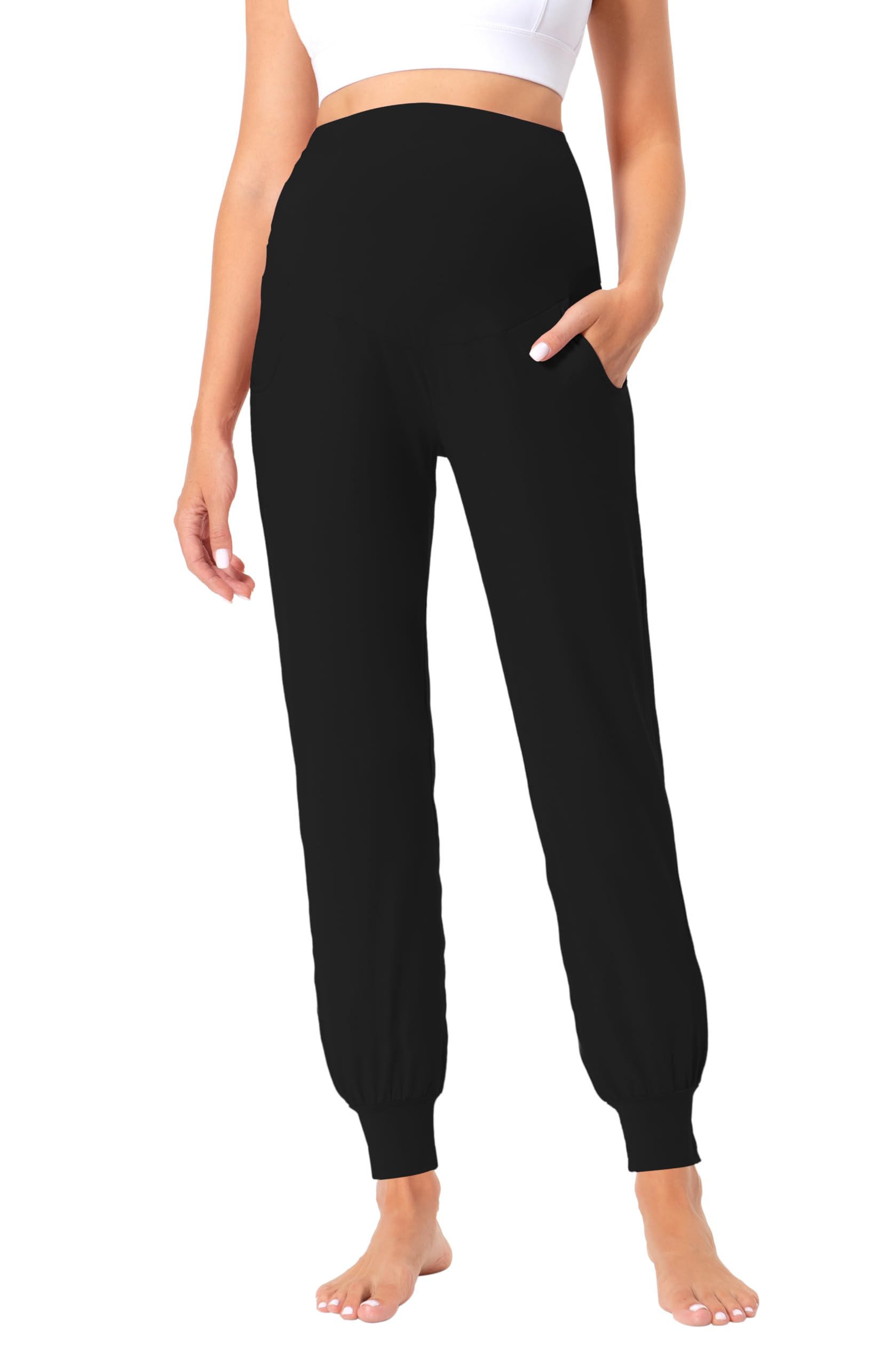 Pantaloni premaman da donna, per gravidanza, elasticizzati, casual, da yoga