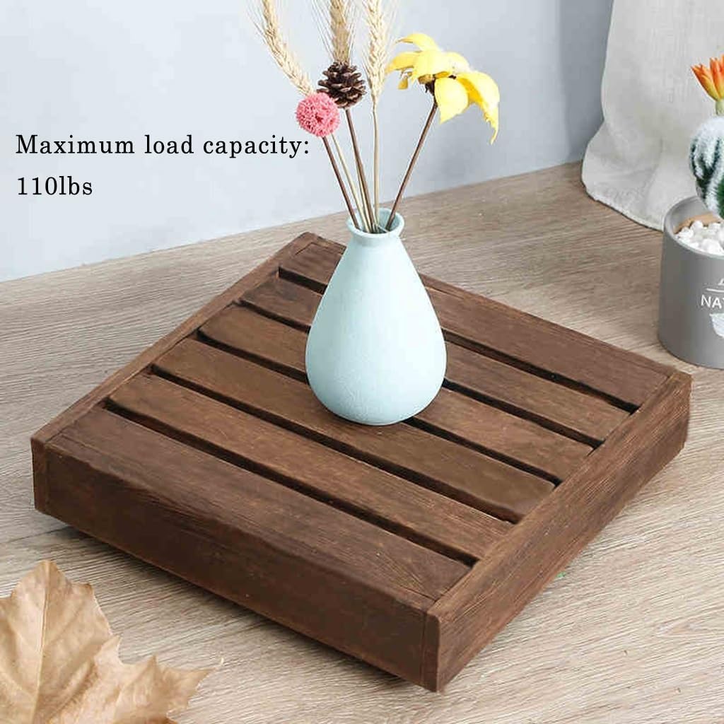 Caddies Plant Caddy Outdoor, Wooden Rolling Plant Stand With Hidden Casters,square Plant Dolly With 360° Universal Wheel, Plant Roller Base Indoor,Load Capacity 110 Lbs (35CM)
