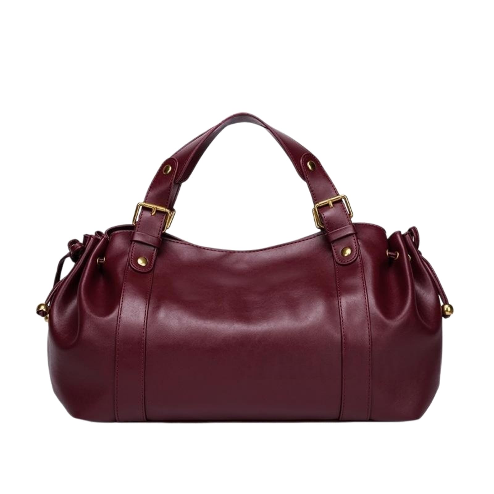 Beauty Case Tote in Pelle Morbida Ruched, Borsa A Spalla per Pendolari di Grande capacità