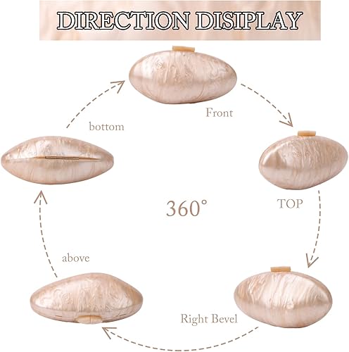 Miniatura 4 de KUANG! Bolsos de noche para mujer, de acrílico, con forma de mejillón, bolso cruzado de hombro, bolso cruzado de cadena para fiesta de boda