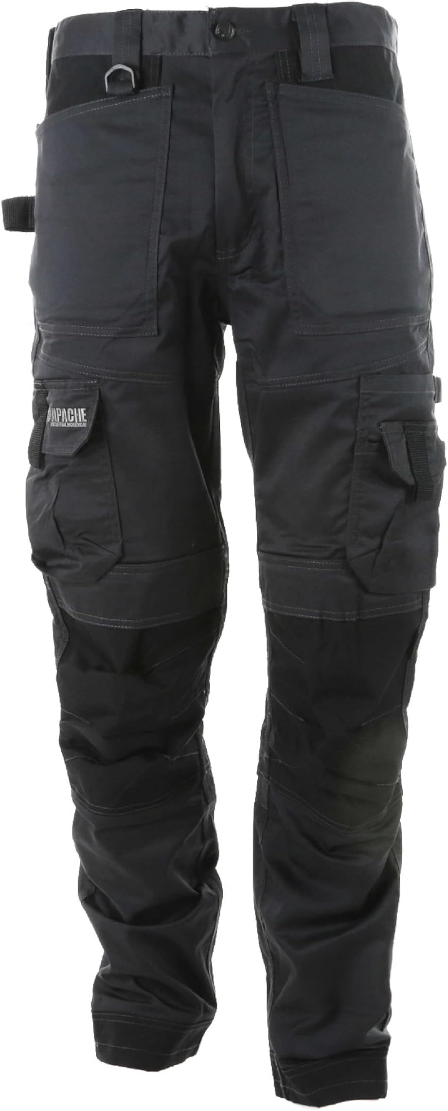 Apache Workwear Men's Site Trouser | ATS 3D Stretch Holster Trouser | Grey/Black 31L x 34W | Cordura Side Cargo Pocket | Low Rise Comfort Waist | Reinforced Hem Knee Pad and Phone Pocket