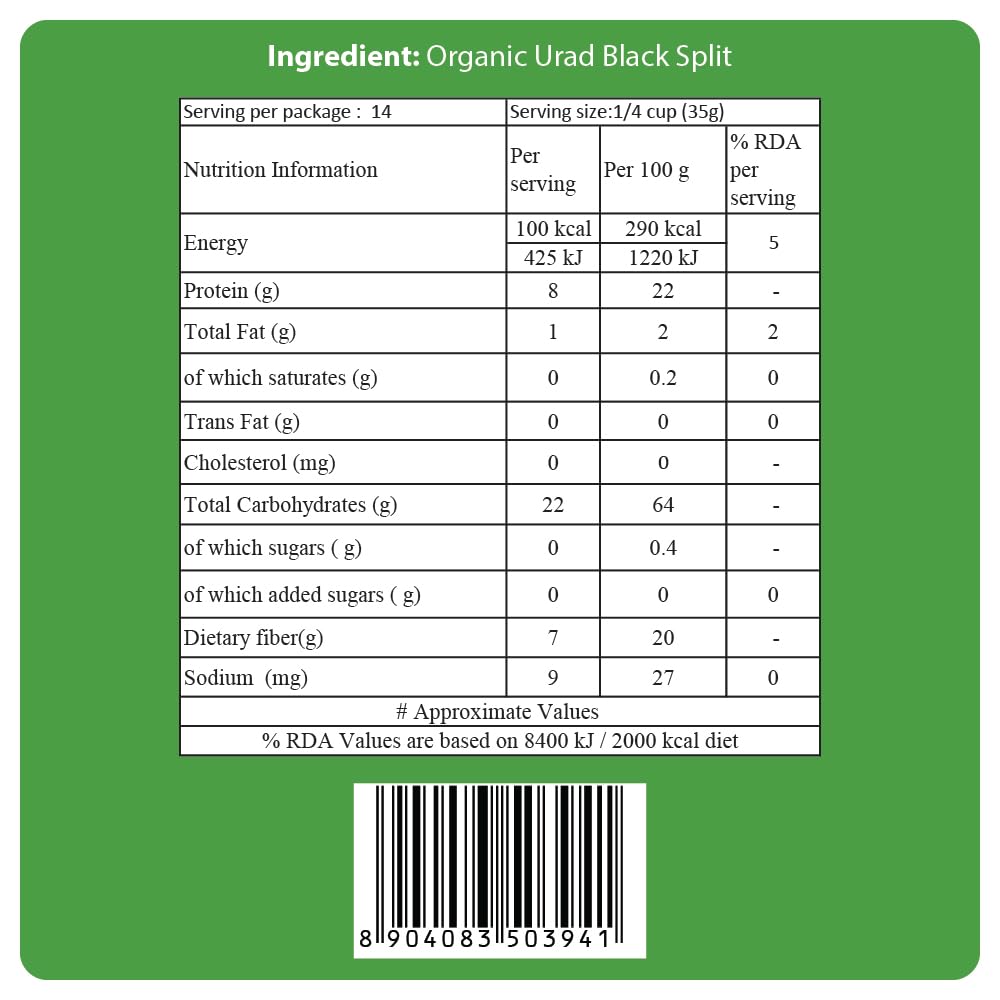 24 Mantra Organic Unpolished Urad Dal Black Split/Black Gram split/Minapa pappu/Kali dal - 500gms | Pack of 1 | 100% Organic | Chemical Free & Pesticides Free - Image 5 thumbnail