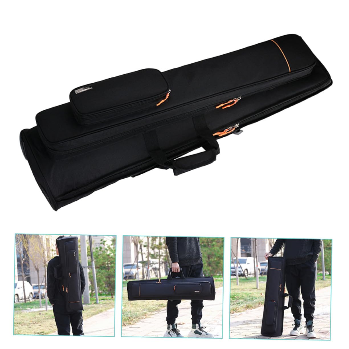 FRCOLOR Bolsa para Trombón de Gran Capacidad en Tela Oxford Negra Diseño Creativo, Protección Acolchada y Fácil de Transportar para Músicos