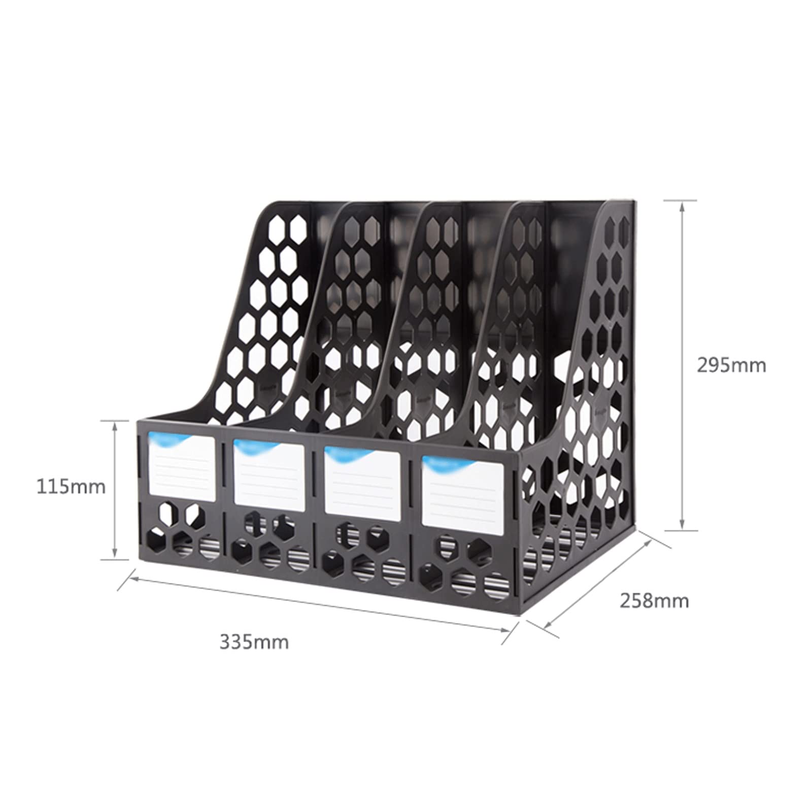 GRFIT Revisteros Carpeta Clasificadora Caja de Archivos File Rack Storage Basket 4 Sección Organizador de clasificación de Archivos Vertical for Office Home Black Organizador Documentos