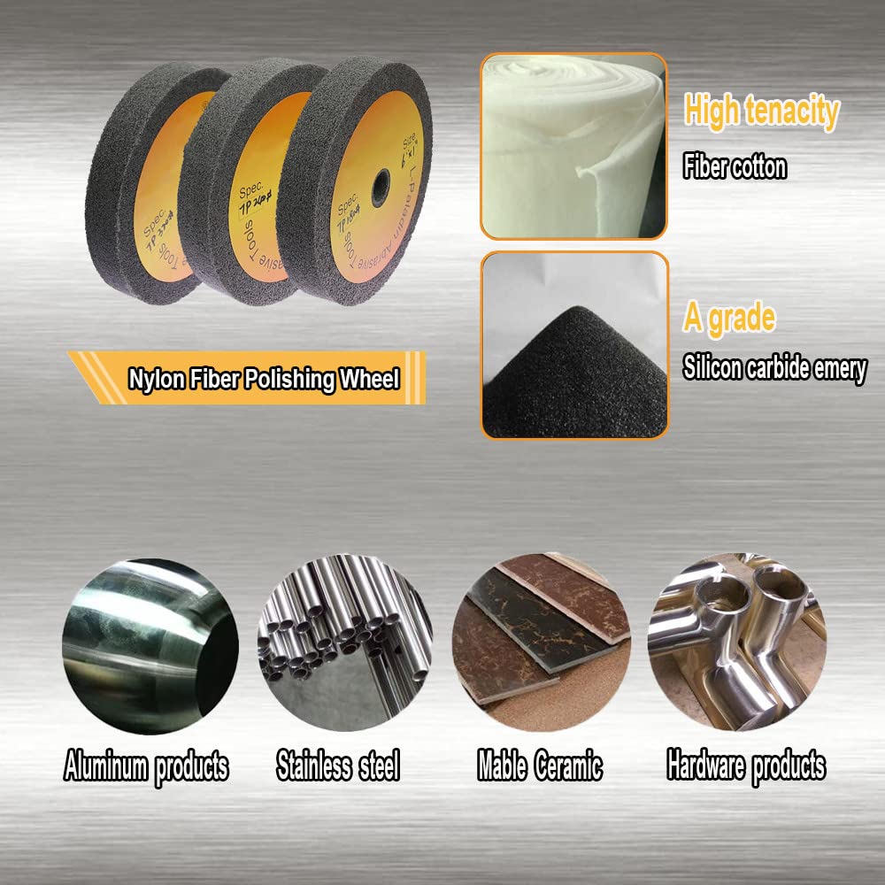 10"*1" / 2" 5P/7P/9P Siliziumkarbid-Vlies-Einheitsscheibe P180 P320 P600 Nylon-Schleifscheibe,7P Mittel P320,250x50mm