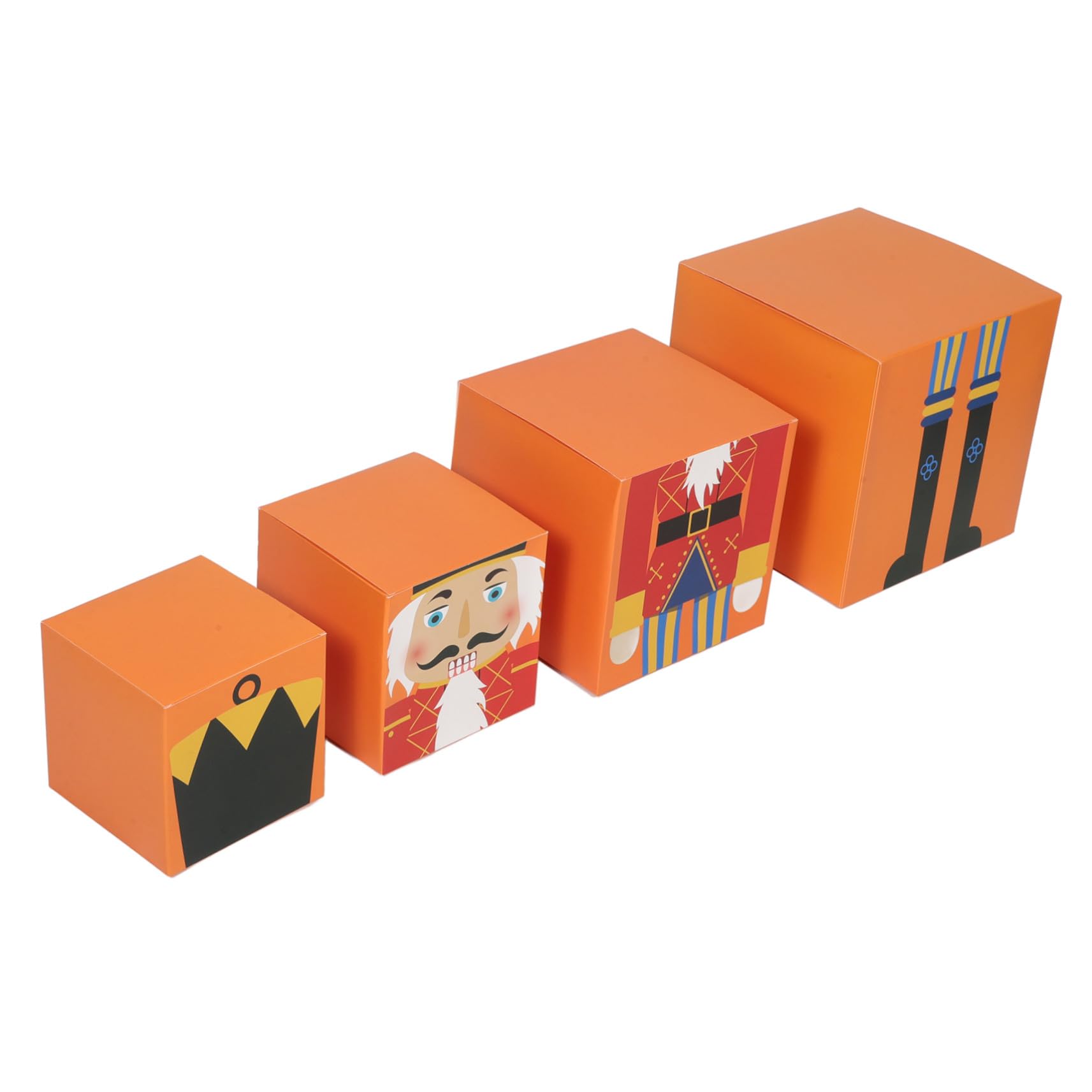 ELAYARD Set di Scatole Natalizie a Tema Fiabesco Design Multifunzionale in Carta Arancione, Comode da Trasportare, per Feste e Decorazioni Festive