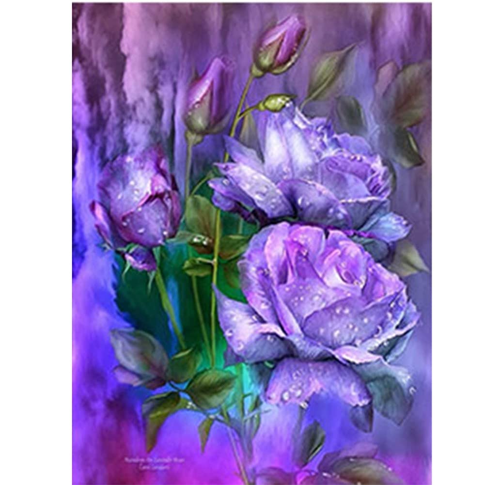 Broderie diamant fleurs bleues kit complet point de croix mosaïque 50x120cm