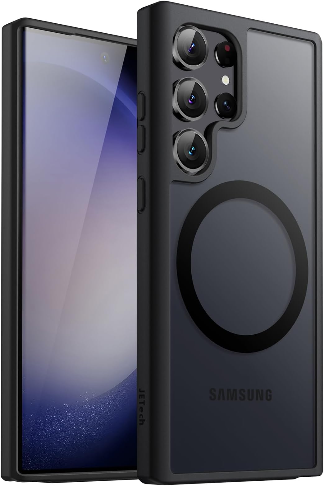 JETech Magnetic Case for Samsung Galaxy S23 Ultra 5G 6.8-Inch, Compatible with MagSafe, Translucent Matte Back Shockproof Phone Cover (Black)