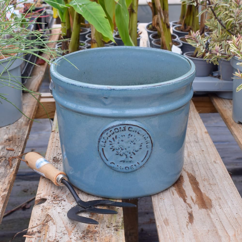 Bedwen Denim Glazed Cylinder Planter - Blossom Orchard (, Medium)