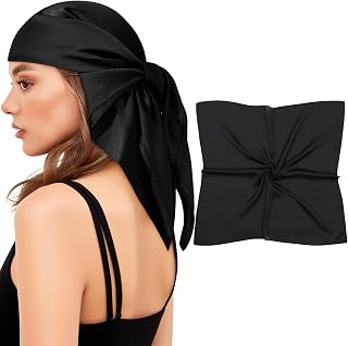 27.5" Square Satin Head Scarf - Silk Hair Scarf Square Hair Bandanas Large Scarf Sleeping Head Wraps for Women