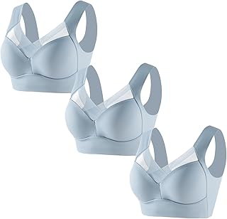 Generisch 3 piezas de mujer grandes sin tirantes de encaje sin tirantes ropa interior delgada, lateral plisado, sujetador ajustable en el pecho con sujetador integrado, sujetador deportivo push up