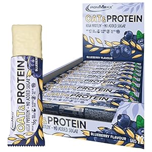 IronMaxx Oat & Protein Bar – Blueberry 12 x 45g | Highprotein- und Haferriegel ohne zugesetzte Zucker | Ballaststoff und Energielieferant