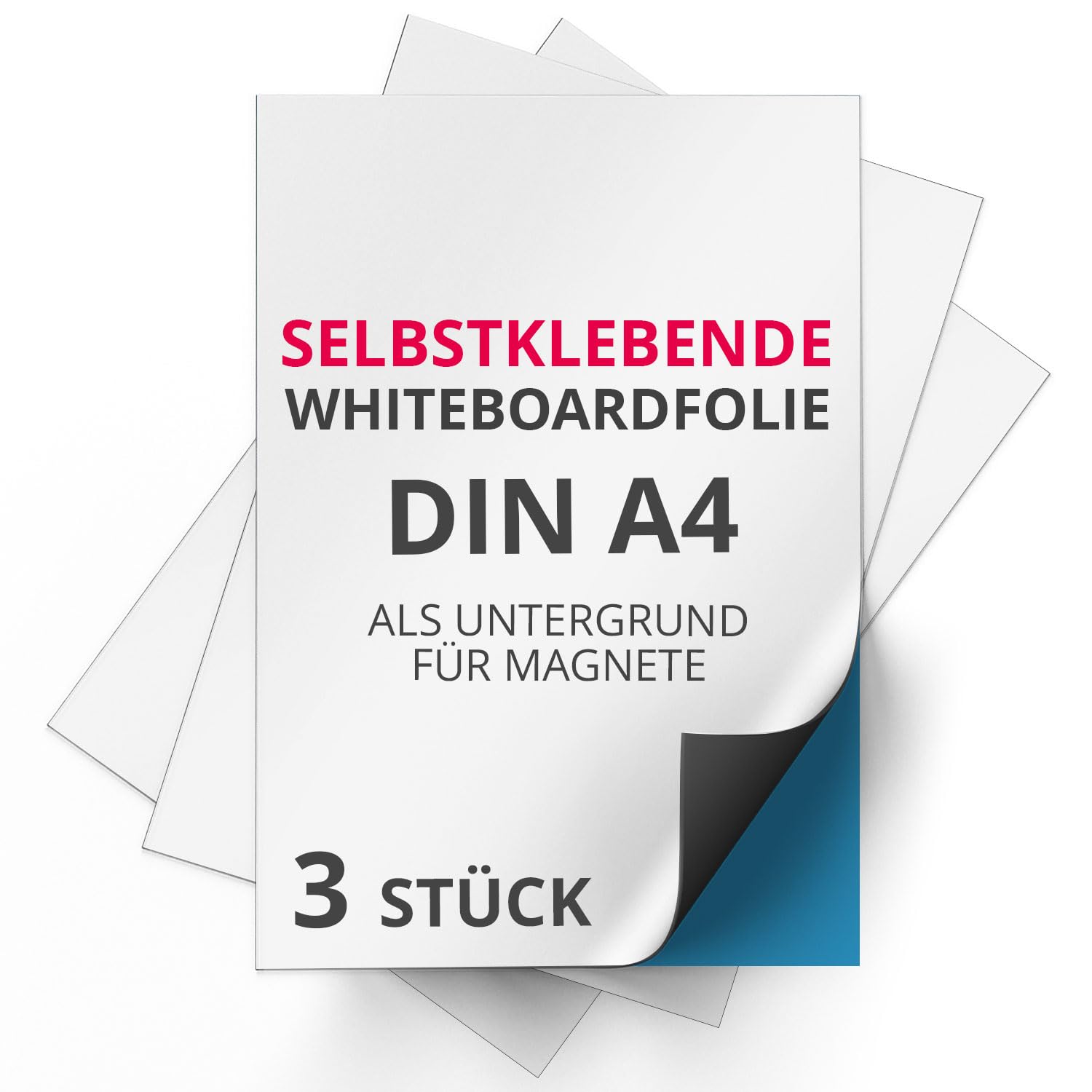 Queence Whiteboardfolie, 50 x 50 cm Magnetisch Selbstklebend inkl
