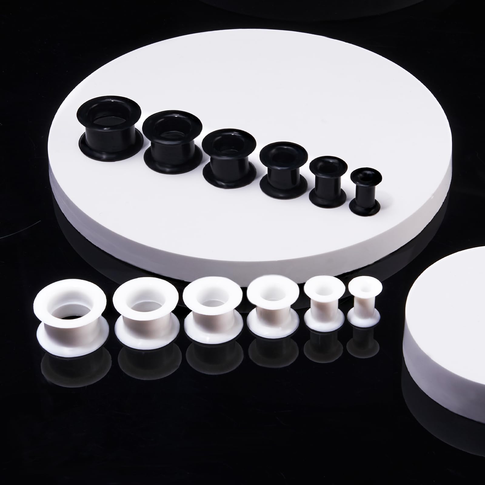 Longbeauty dilatadores de silicona dura oreja piercing doble flared 6 mm - 25 mm