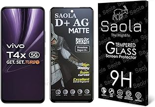Saola® HD Matte Tempered Glass With 18H Hardness For Vivo T4x 5G (PACK OF 1) with Free Installation Kit. Full screen Coverage. Free Replacement If Received Damaged - 6.72 inch