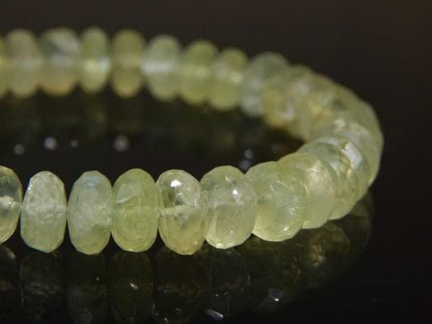 Pierre de préhnite véritable en perles rondelles facettées 8mm pour lithothérapie et bijoux