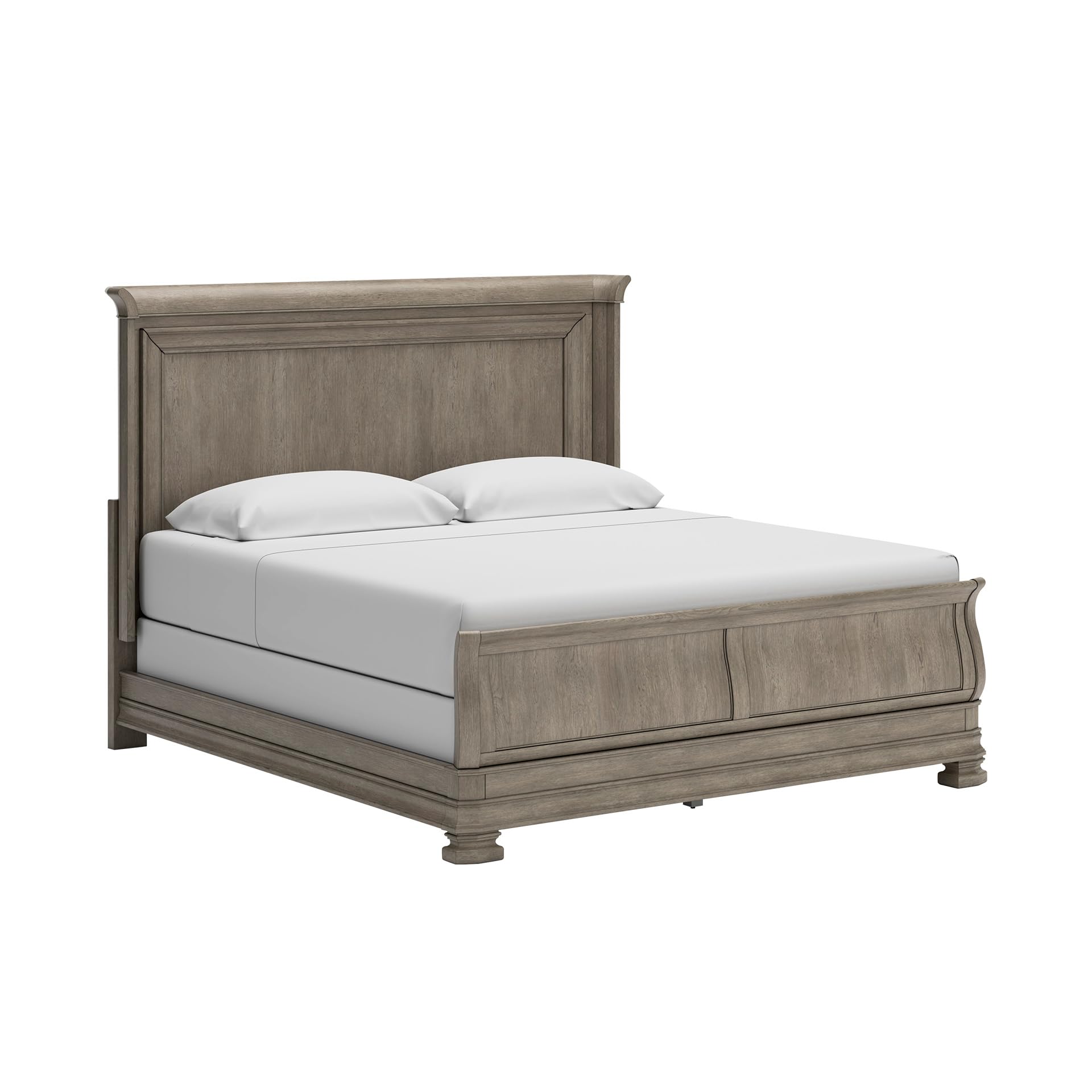 Signature Design by Ashley Lexorne Sleigh Bed, Made with Hardwood Solids and Birch Veneer, Traditional Louis Philippe Style, California King, Taupe