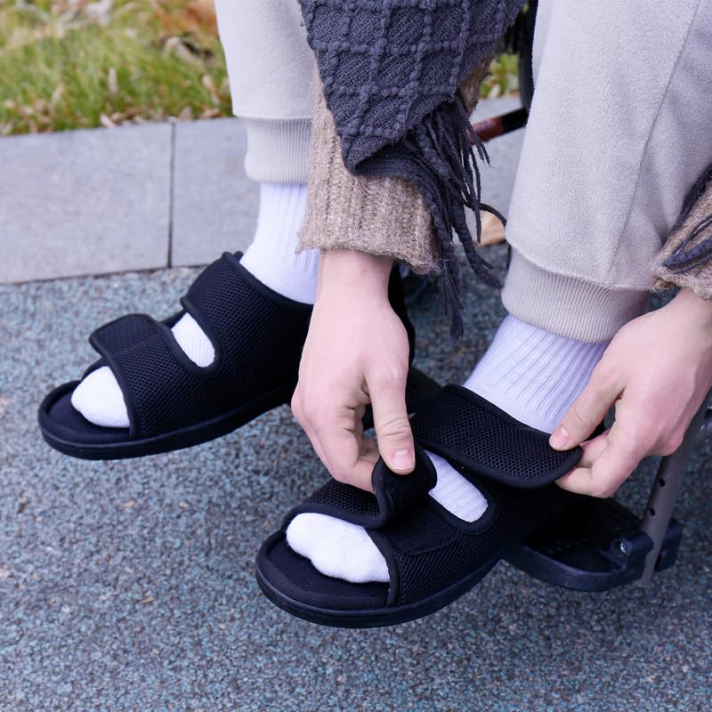 Mesh Adjustable Diabetic Slippers, Arch Support Open Toe Closed Back Slip-on Indoor Slippers for Men and Women3